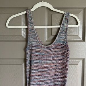 multicolored crochet dress, fringe on the bottom!